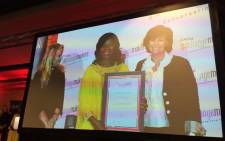 Thuli Madonsela accepting the LEAD SA Leadership Award. Picture: @lead_sa.