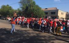 Nehawu and PSA members picket outside the headquarters of the South African Revenue Service on 28 March 2019. Picture: Robinson Nqola/EWN