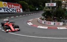 Scuderia Ferrari’s German driver Sebastian Vettel drives during the second practice session at the Monaco street circuit in Monte Carlo on May 21, 2015, ahead of the Monaco Formula One Grand Prix. Picture: AFP.