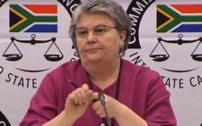 FILE: A video screengrab of Barbara Hogan appearing at the Zondo Commission of Inquiry into state capture on 12 November 2018.