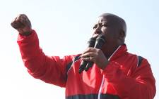 "Expelled ANCYL leader Julius Malema visited striking Lonmin mineworkers in Marikana in the North West on 18 August 2012. Picture: Taurai Maduna/EWN.