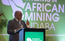 Minister of Mineral Resources and Energy Gwede Mantashe addressing the annual Investing in Africa Mining Indaba on 3 February 2020 at the Cape Town International Convention Centre. Picture: @GwedeMantashe1/Twitter 





