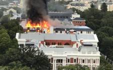 A fire has been reported at the South African Parliament building on 2 January 2022. Picture: Twitter
