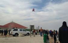 The victim of a shark attack at Muizenberg beach on Friday afternoon has been airlifted to hospital and is in a stable condition. Picture: Zain Johnson.