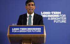 Britain's Prime Minister Rishi Sunak delivers a speech at a college in north London on 20 November 2023. Picture: AFP