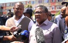 After a spate of shootings in the area, Police minister Fikile Mbalula visited Hanover Park and Manenberg. Photo: Bertram Malgas
