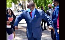 Finance Minister Tito Mboweni and his team arriving at Parliament, in Cape Town, to deliver his  Budget speech on 24 February 2021. Picture: GCIS.