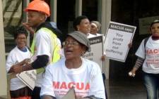 FILE: Mining Affected Communities United in Action (Macua) protestors outside the Mining Lekgotla at the Sandton Convention Centre, 27 August 2013. Picture: EWN