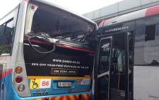 MyCiti Buses are pictured after an accident outside the MyCiti Civic Centre Station. Picture: Lauren Isaacs/EWN.