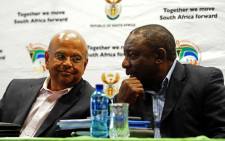 Finance Minister Pravin Gordhan with Deputy President Cyril Ramaphosa during an engagement with the Western Cape Farming Community in Paarl in 2016. Picture:GCIS.