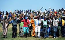 Striking Amcu members are demanding a basic R12,000 monthly salary. Picture: Sapa.