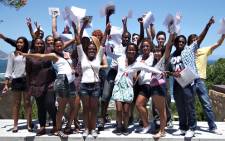 File: Camps Bay High School learners celebrate after receiving their 2011 matric results. Picture: campsbayhighschool.blogspot.com