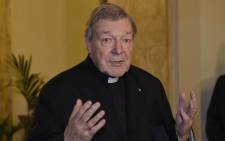 Vatican finance chief Cardinal George Pell speaks to the media at the Quirinale hotel in Rome on 3 March, 2016 at the end of evidence via video-link to Australia's Royal Commission into Institutional Responses to Child Sexual Abuse in Sydney for a second of three days. Picture: AFP.