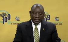 FILE: A screengrab of ANC president Cyril Ramaphosa was virtually delivering the party’s January 8 Statement.

