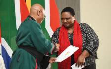 Thoko Didiza (right) is sworn in as the Agriculture, Rural Development and Land Reform minister on 30 May 2019. Picture: Kayleen Morgan/EWN