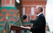 Russian President Vladimir Putin gives a speech during the Victory Day military parade at Red Square in central Moscow on 9 May 2022. Picture: Mikhail METZEL/SPUTNIK/AFP