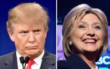 FILE: This file photo taken shows a combination of file photos of Republican presidential hopeful Donald Trump and his Democratic rival Hillary Clinton. Picture: AFP.