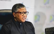  Transport Minister Fikile Mbalula at a press briefing on 27 August 2021. Picture: @MbalulaFikile/Twitter.
