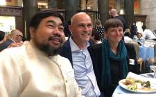 Asia Investigative Editor at Reuters Peter Hirschberg (middle) with colleagues at the Pulitzer Prize lunch in New York. Picture: @phirschberg1/Twitter