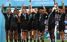 New Zealand's Sevens rugby team celebrate victory in the Sevens World Cup at the AT&T Park at San Francisco, California on 22 July, 2018. Picture: AFP