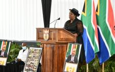 Premier Refilwe Mtsweni-Tsipane delivers the welcoming remarks during Jackson Mthembu's funeral on Sunday, 24 January 2021. Picture: @GovernmentZA on Twitter