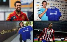 Chelsea's summer signings (Clockwise, L-R, starting top left): Cesc Fabregas, Mario Pasalic, Diego Costa and Felipe Luis. Picture: Official Chelsea FC Facebook Page/EWN
