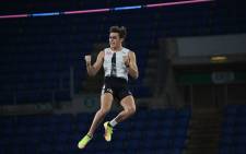 Sweden's Armand Duplantis celebrates as he wins in the men's pole vault during the IAAF Diamond League competition on 17 September 2020 at the Olympic Stadium in Rome. Picture: AFP