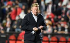 Former Barcelona coach Ronald Koeman reacts during the Spanish League football match between Rayo Vallecano de Madrid and FC Barcelona at the Vallecas stadium in Madrid on 27 October 2021. Picture: OSCAR DEL POZO/AFP