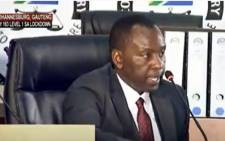 A screenshot of Mosebenzi Zwane appearing before the state capture commission on Friday, 25 September 2020. Picture: SABCNews/Youtube