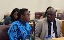 Minister in the Presidency Khumbudzo Ntshaveni (left) and SSA GM Elijah Luvhengo (right) at a meeting of the ad hoc committee on the General Intelligence Laws Amendment Bill on 29 November 2023. Picture: Eyewitness News/ Lindsay Dentlinger