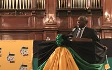 ANC President Cyril Ramaphosa at the Winnie Madikizela-Mandela Memorial Lecture. Picture: @MyANC/Twitter