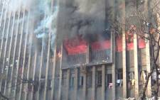 An image of the burning building in Nugget Street, Johannesburg on 5 July, 2017. Picture: Supplied