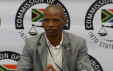 A screengrab of state capture inquiry investigator Patrick Mlambo giving evidence at the commission on 2 April 2019.