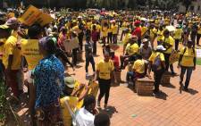 ANC Youth league march to ABSA in JHB CBD. Picture: Kgothatso Mogale/EWN.
