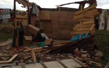 People living in the Nomzamo informal settlement have had their shacks destroyed just ahead of a cold front that is set to bring gale force winds and rain. Picture: EWN/Lauren Isaacs.