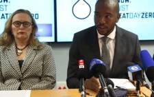 Western Cape Premier Helen Zille and DA leader Mmusi Maimane make the Day Zero announcement on 7 March 2018. Picture: Bertram Malgas/EWN