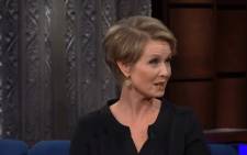 A screengrab shows Cynthia Nixon at the 'The Late Show' with Stephen Colbert (not pictured). Picture: Youtube.com
