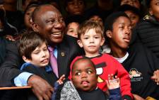 President Cyril Ramaphosa pictured with children at the Red Cross War Memorial Children's Hospital in Rondebosch, where he was interviewed by them on Mandela Day. Picture: @PresidencyZA/Twitter