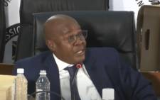 Former Eskom CEO Brian Molefe appears at the state capture inquiry on 15 January 2021. Picture: SABC/YouTube.
