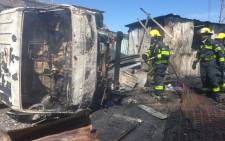 A truck and two shacks have been torched during a protest along Mew Way in Khayelitsha. Picture: Lauren Isaacs/EWN.