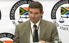 A screengrab of former Bosasa employee Richard le Roux gives evidence at Zondo commission of inquiry into state capture on 31 January 2019.