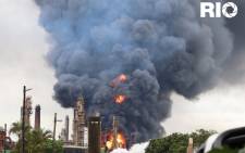 The Engen refinery in Wentworth Durban is engulfed in flames after an explosion. Picture: Riosha Kuar
