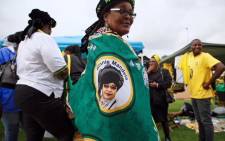 ANC supporters are purchasing regalia bearing the name and face of the late Winnie Madikizela-Mandela at an ANC memorial service at UJ Soweto Campus on 9 April 2018. Picture: Ihsaan Haffejee/EWN