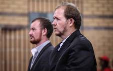 Pieter Doorewaard and Philip Schutte appear in the North West High Court for their sentencing. The pair was found guilty of killing 16-year-old Mathlomola Moshoeu in Coligny. Picture: Abigail Javier/EWN
