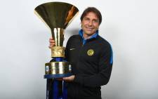Antonio Conte with the Scudetto, the Serie A league trophy. Picture: @Inter_en/Twitter