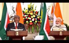 President Cyril Ramaphosa on his state visit to india and Prime Minister Narendra Modi. Picture: GCIS.