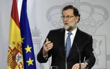 Spanish Prime Minister Mariano Rajoy gives a press conference after a cabinet meeting at La Moncloa Palace in Madrid, on 27 October 2017. Picture: AFP.