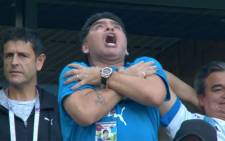 Diego Maradona at a match during the 2018 Fifa World Cup. Picture: Supplied.