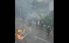 A video screengrab of violent and chaotic scenes during student protests at UKZN’s Westville campus on 19 February 2020. 