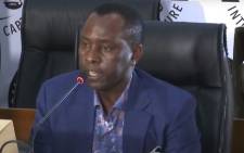 A screengrab of former Free State MEC Mosebenzi Zwane appearing at the state capture inquiry on 11 December 2020. Picture: SABC/YouTube